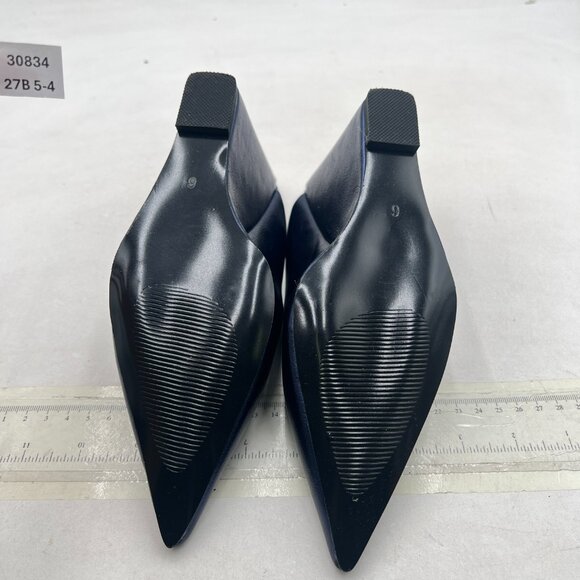 Wansseny Dark Blue Pointed Toe Wedge High Heel Mules Slip On Ladies Dressy Shoe - Picture 7 of 8